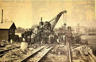 railway construction with crane